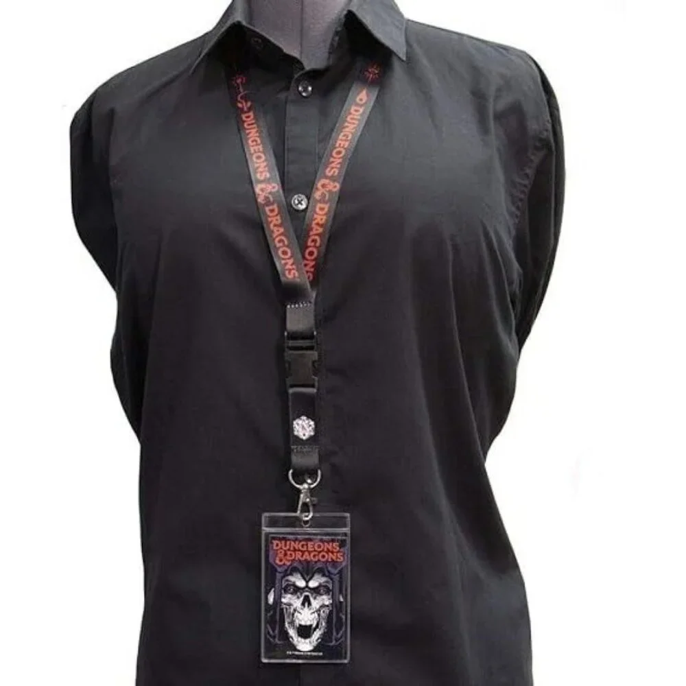Dungeons and Dragons RPG Logos Lanyard with Skull Badge Holder NEW‎